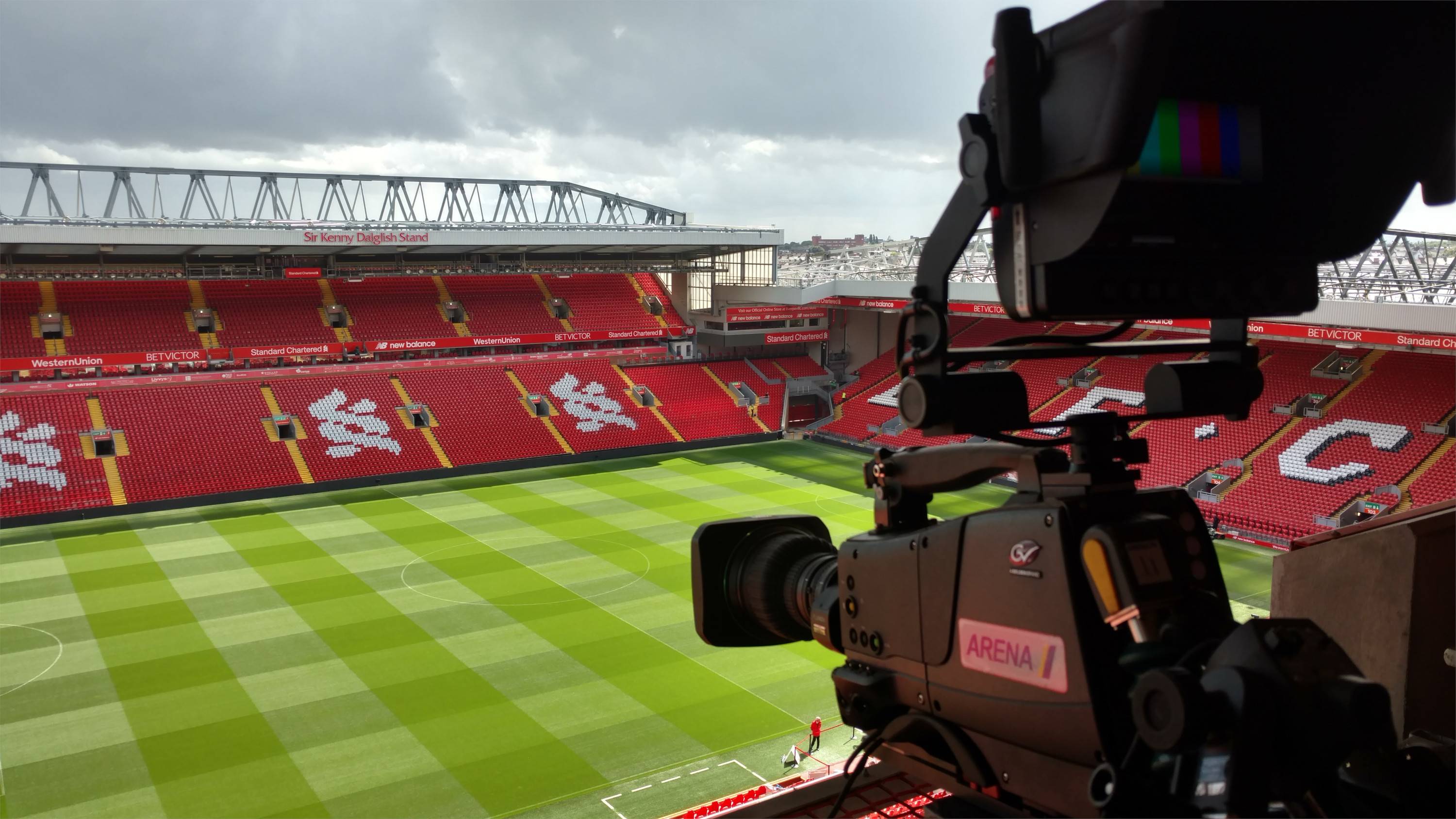 Television camera at Anfield Stadium, Liverpool